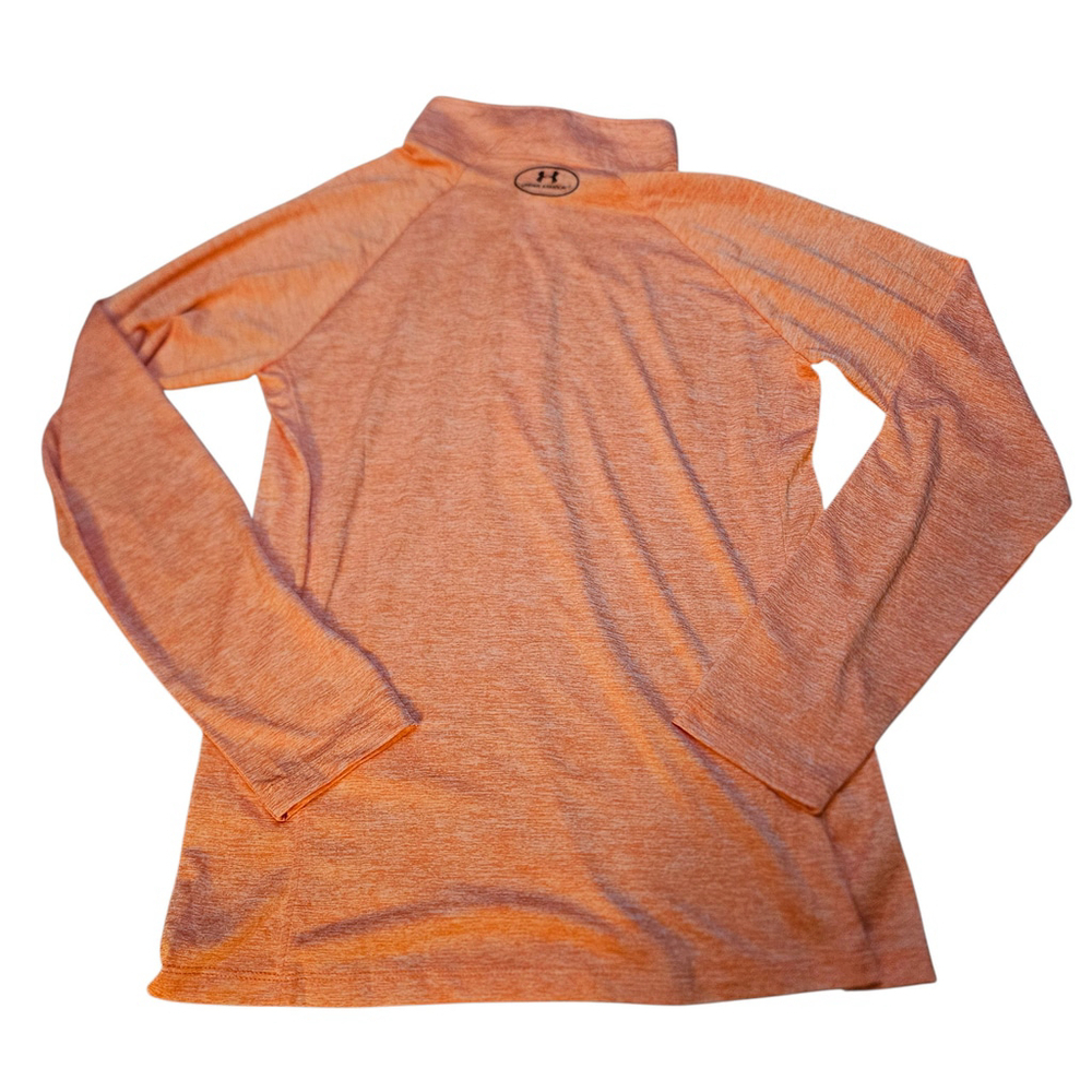 Under Armour Medium Orange Half Zip Long Sleeve Shirt Loose Heat Gear - Picture 3 of 5